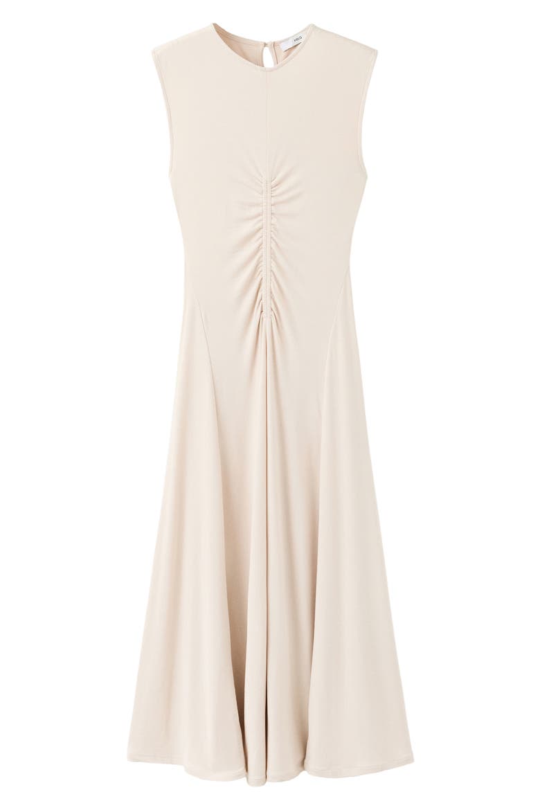 Ruched Sleeveless Midi Dress, Main, color, SAND