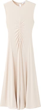 MANGO Ruched Sleeveless Midi Dress