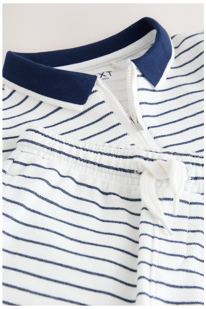 Kids' Stripe Polo & Shorts Set, Alternate, color, WHITE