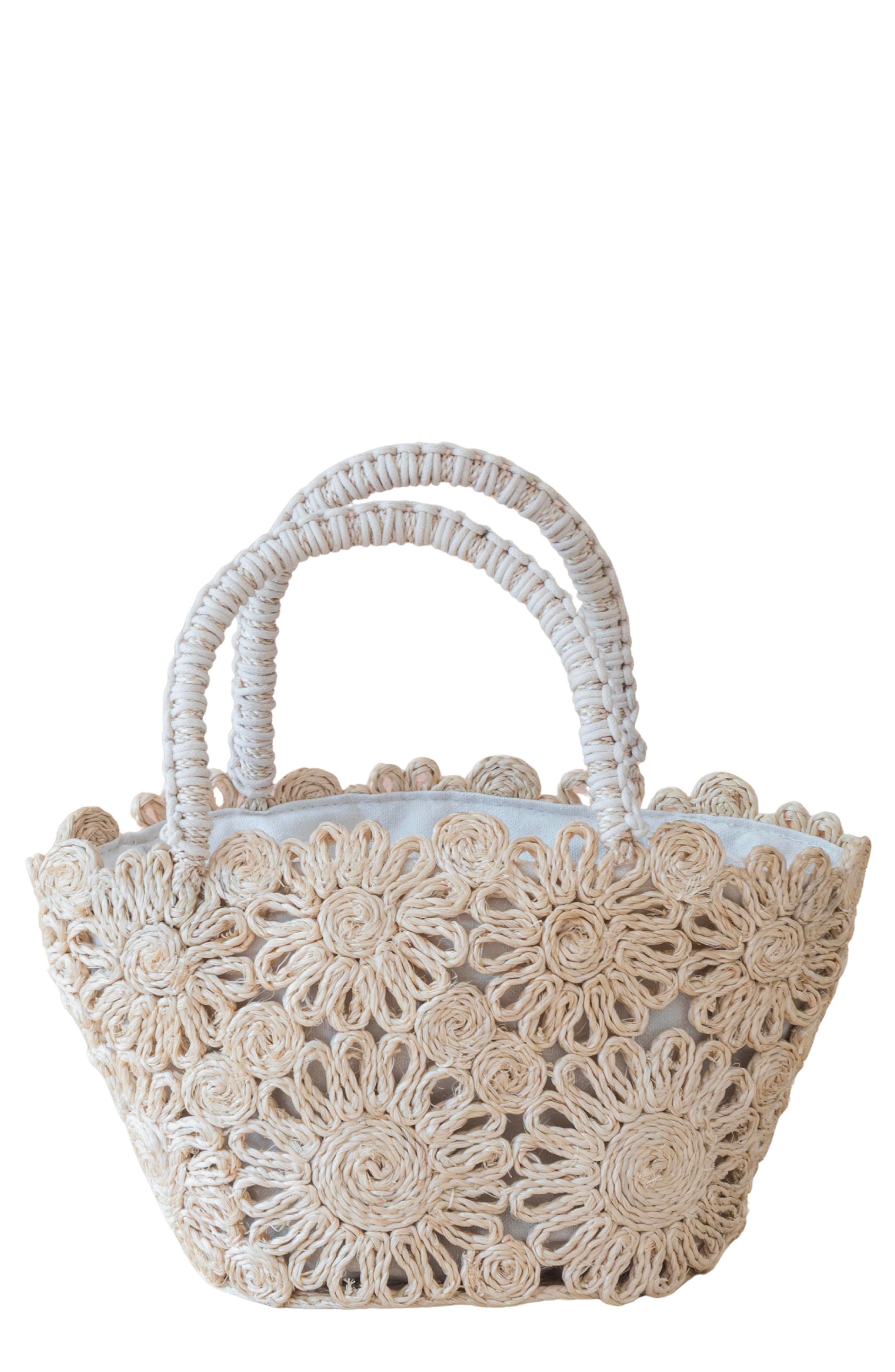 LIKHA Abaca Small Floral Weave Tote, Main, color, 