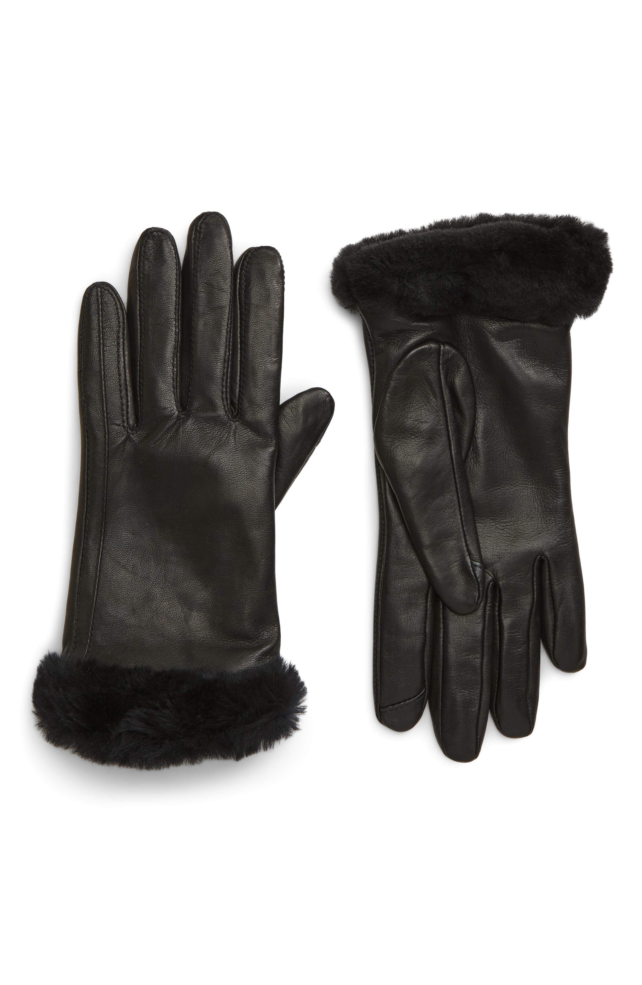UGG® Genuine Shearling Leather Tech Gloves (Women) | Nordstromrack