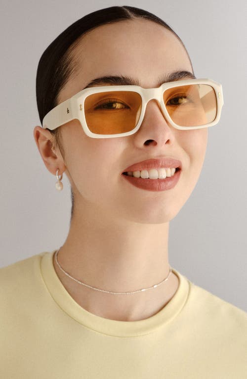 Aire Pluto 53mm Rectangular Sunglasses In Ivory/golden Tint