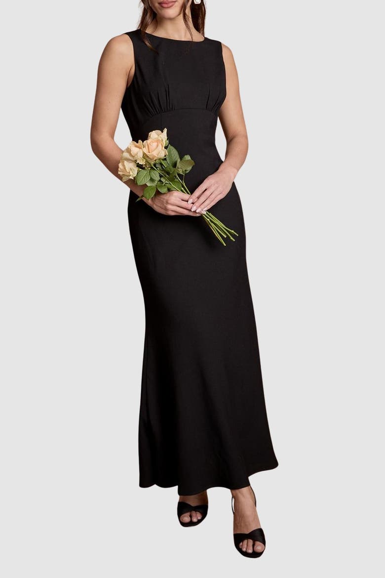 Petite Cowl Back Maxi Dress, Alternate, color, Black