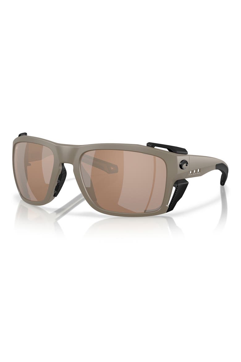 King Tide 8 60mm Polarized Rectangular Sunglasses, Alternate, color, SAND / COPPER SILVER 580G