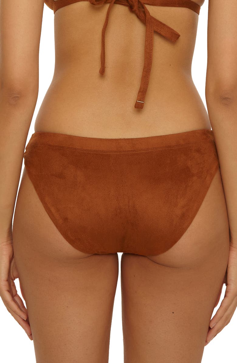 Lucky Brand Montauk Faux Suede Hipster Bikini Bottoms, Alternate, color, Almond