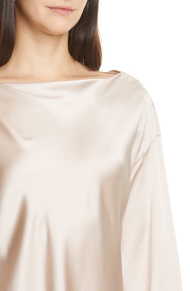 Vince Side Drape Long Sleeve Silk Blouse, Alternate, color, 