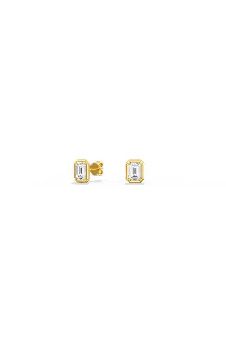 Gold Frame Emerald Lab Diamond Studs in 14K Gold, Main, color, Yellow Gold