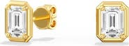 Everlee Gold Frame Emerald Lab Diamond Studs in 14K Gold
