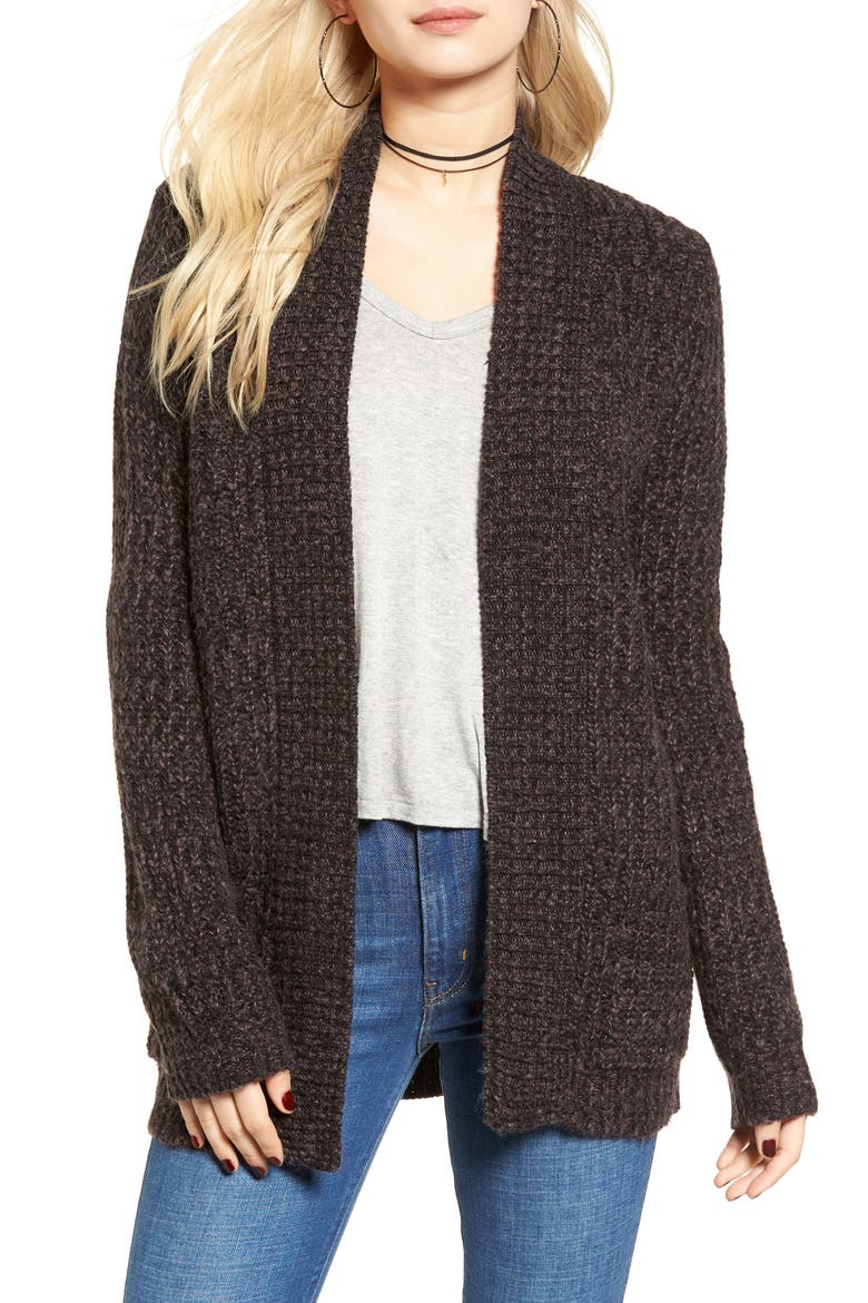 Marled Knit Open Cardigan, Main, color, BLACK COMBO