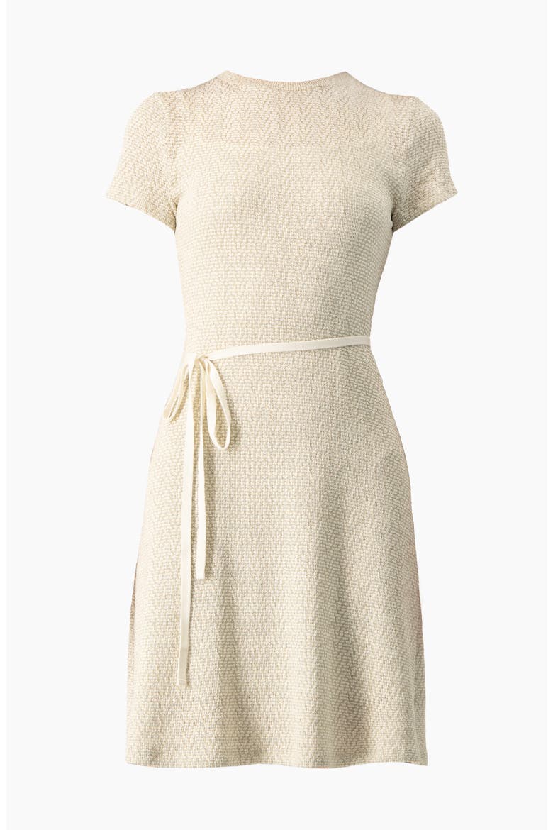 Women's Short Sleeve Textured Knit A-Line Dress, Alternate, color, Gold