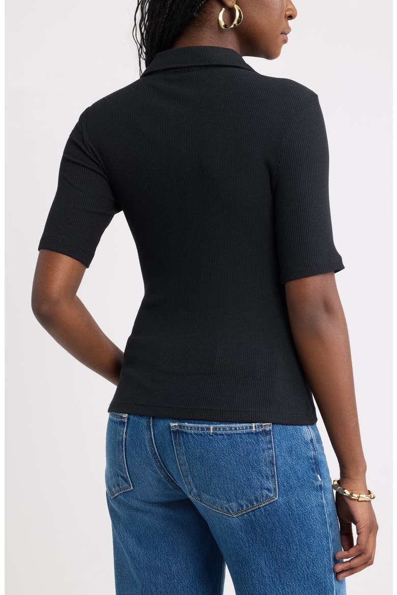 Ribbed Polo, Alternate, color, BLACK