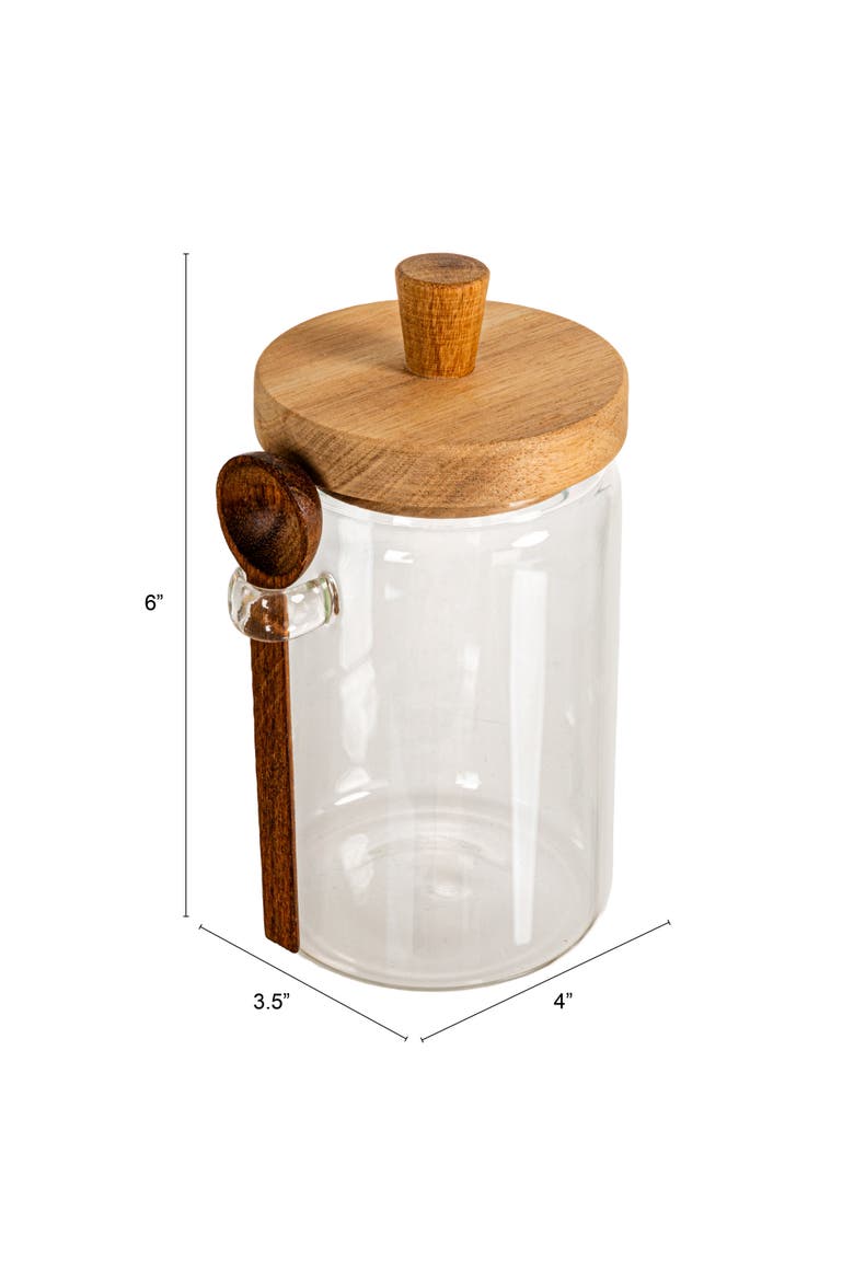 Glass Canister with Wood Lid and Spoon, Natural, Alternate, color, Natural