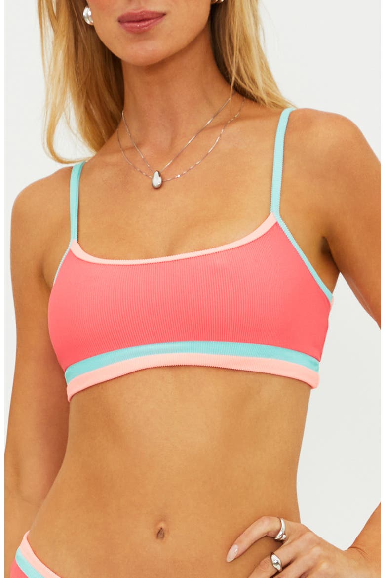 Val Colorblock Bikini Top, Main, color, GUAVA JELLY COLORBLOCK