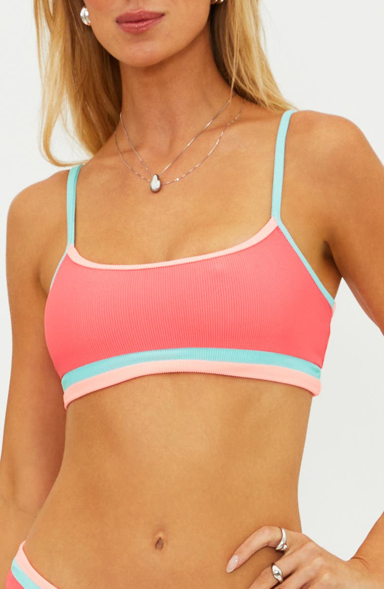Beach Riot Val Colorblock Bikini Top, Main, color, Guava Jelly Colorblock