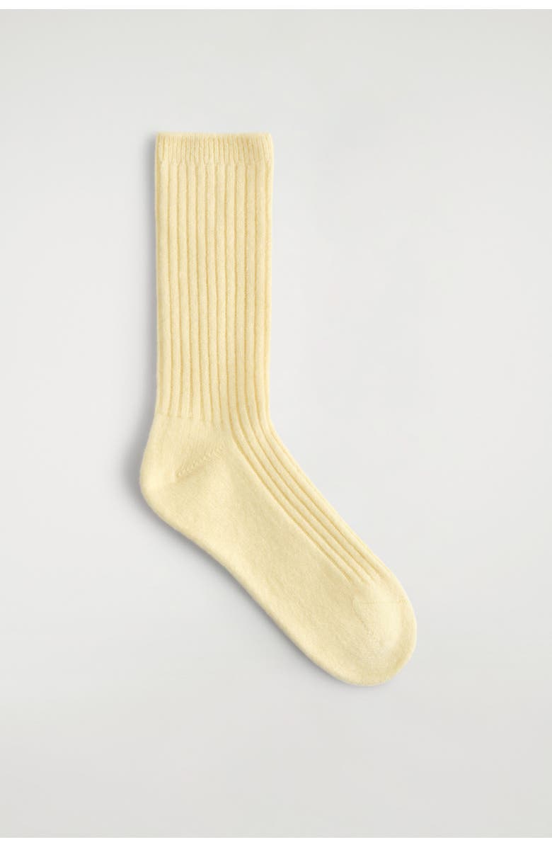 COS Ribbed Cashmere Socks, Main, color, Butter Yellow