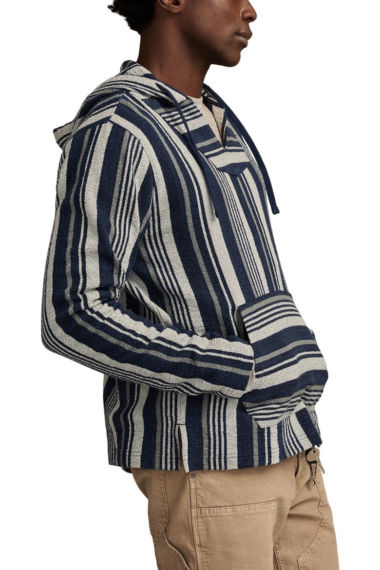 Baja Stripe Cotton Hoodie, Alternate, color, BLUE