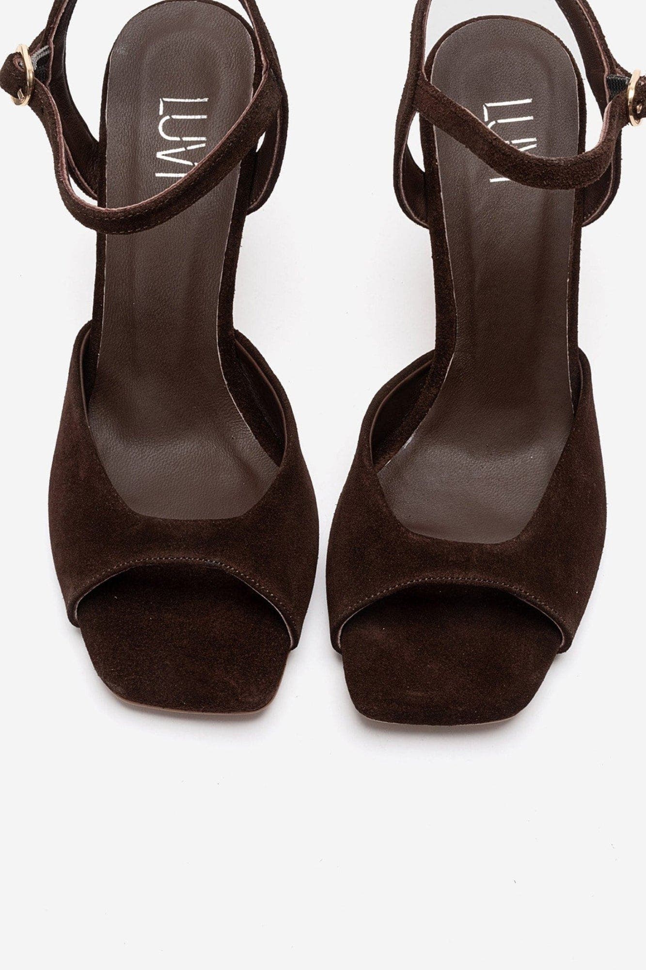 Elvia Leather Stiletto Ankle Strap Sandal, Alternate, color, Brown Suede