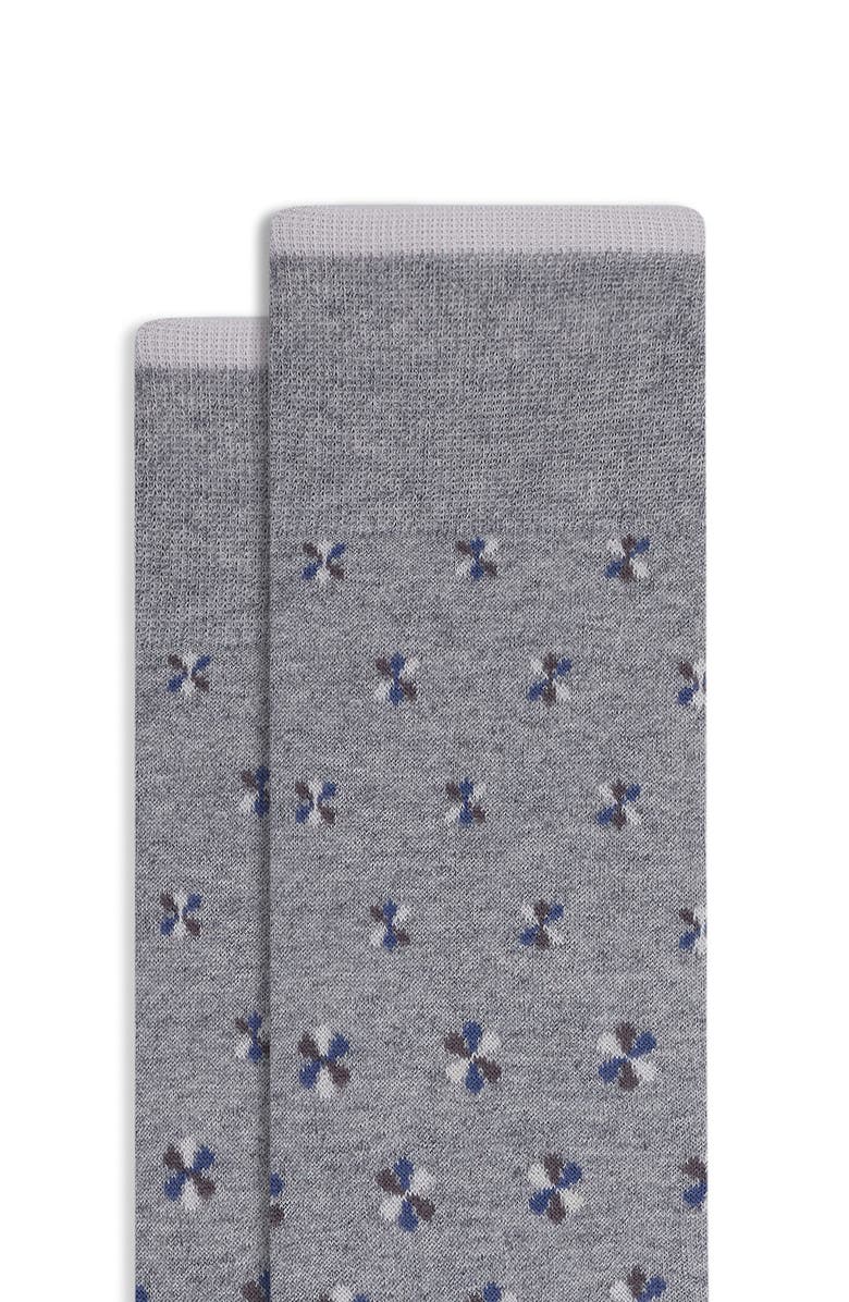 Bugatchi Floral Mercerized Cotton Blend Dress Socks, Alternate, color, Cement