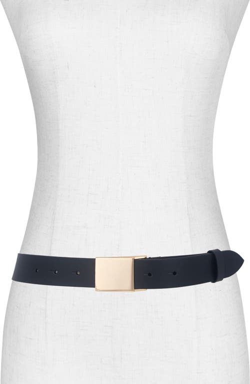 Vince Plaque Leather Belt In Black