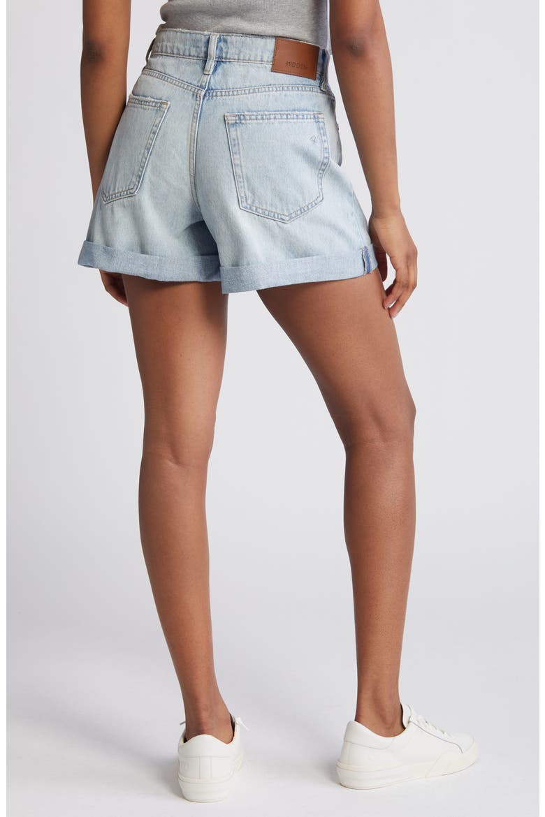 High Waist Denim Mom Shorts, Alternate, color, LIGHT WASH