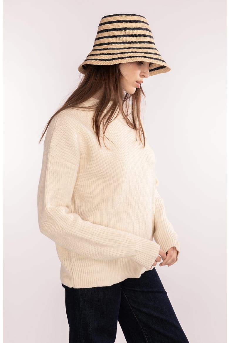 Harbor Straw Bucket Hat, Alternate, color, NAVY/ NATURAL