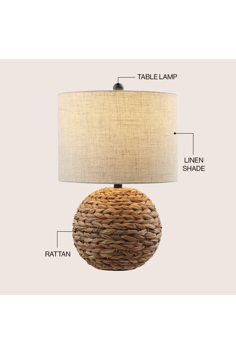 Camilo 21.5" Modern Coastal Woven Rattan Globe LED Table Lamp, Alternate, color, Brown