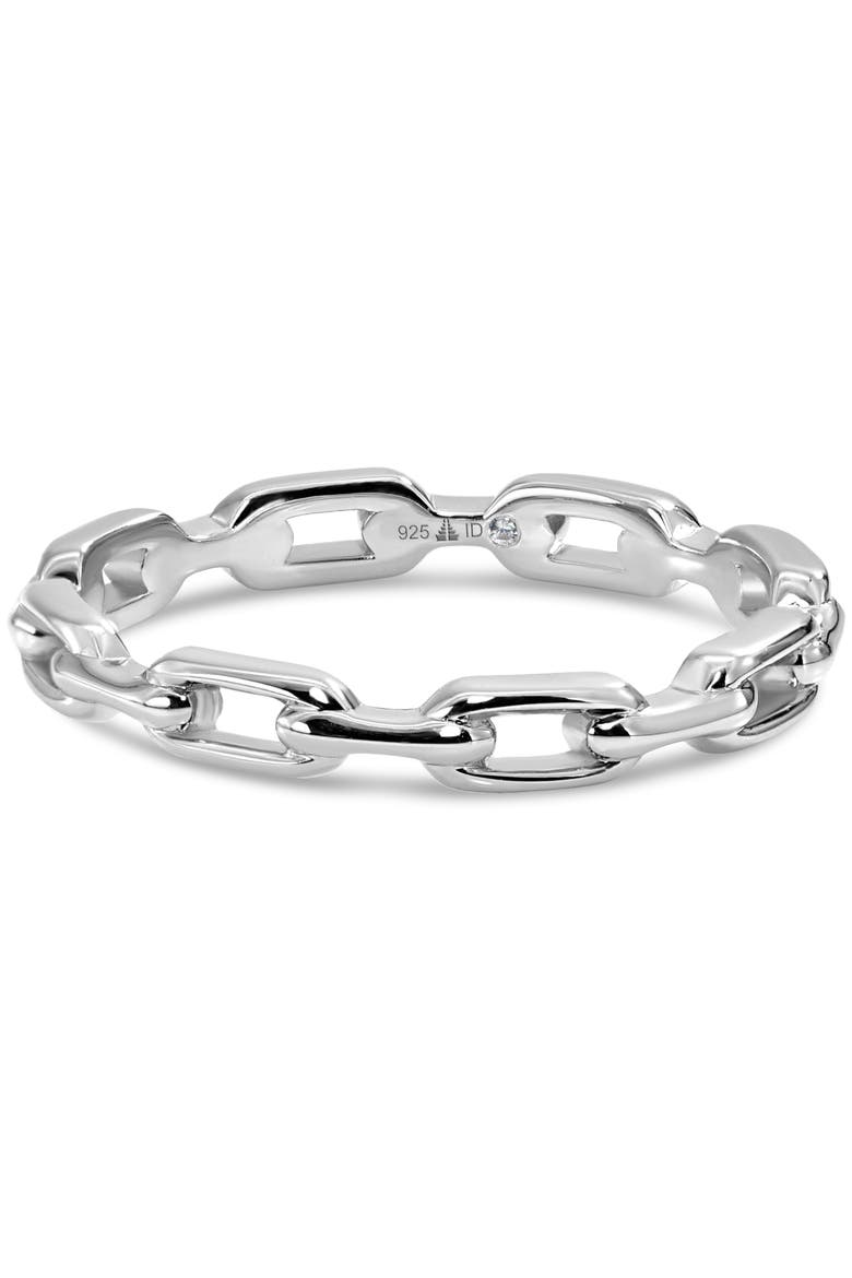 Cable Link Ring in Rhodium Plated Sterling Silver, 3mm, Main, color, Silver