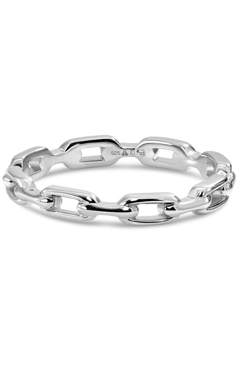 DEVATA Cable Link Ring in Rhodium Plated Sterling Silver, 3mm, Main, color, Silver