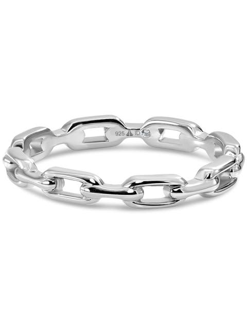 Cable Link Ring in Rhodium Plated Sterling Silver, 3mm