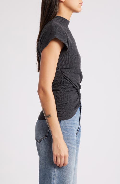 Nation Ltd Khloe Rib Top In Dark Charcoal Heather
