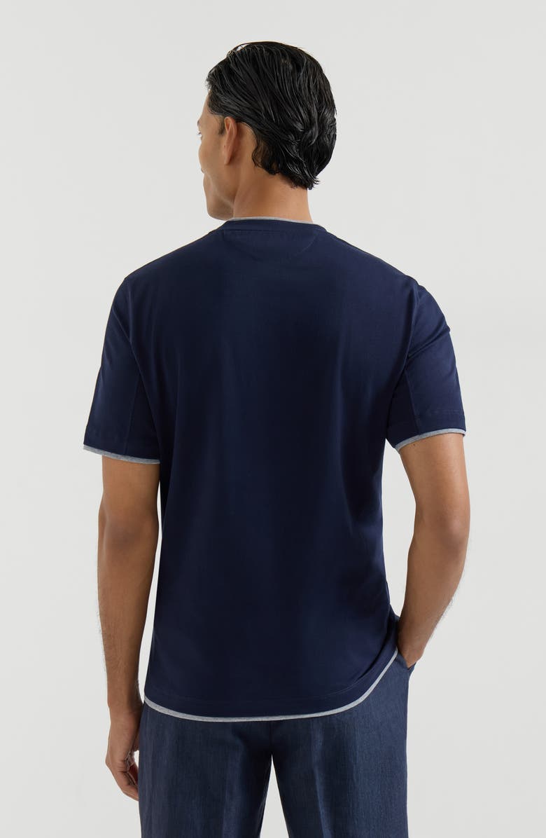 Brunello Cucinelli T-shirt with faux-layering, Alternate, color, Cobalt