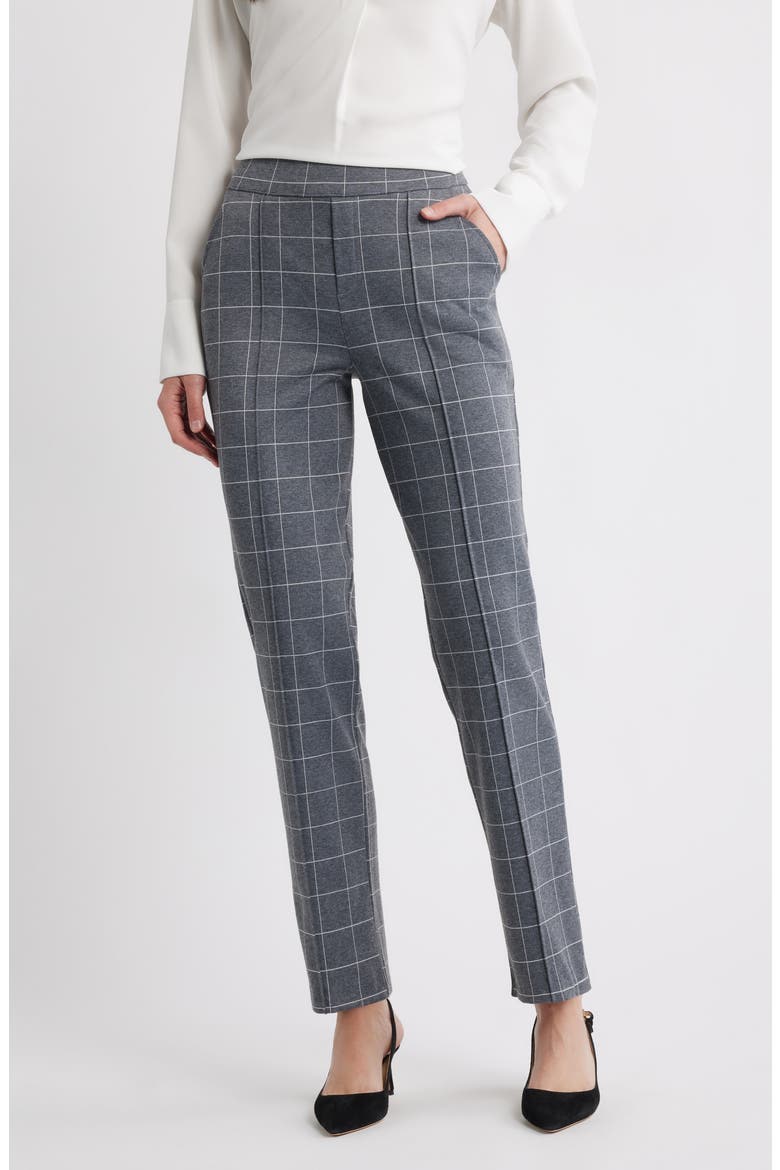 Pintuck Slim Fit Pull-On Pants, Main, color, GREY