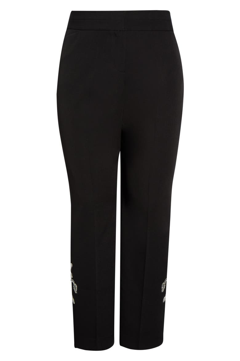Crystal Embellished Straight Leg Pants, Main, color, BLACK