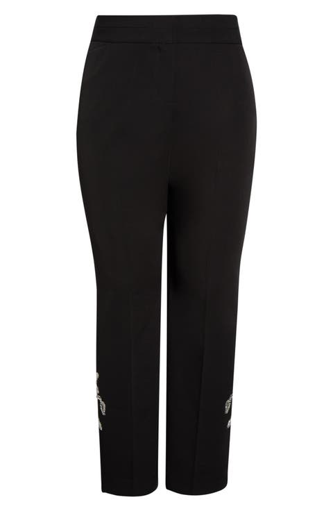 Crystal Embellished Straight Leg Pants