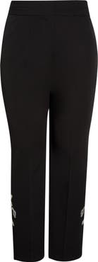Tahari ASL Crystal Embellished Straight Leg Pants