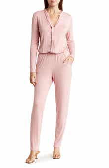 GO COUTURE Split Neck Straight Leg Jumpsuit