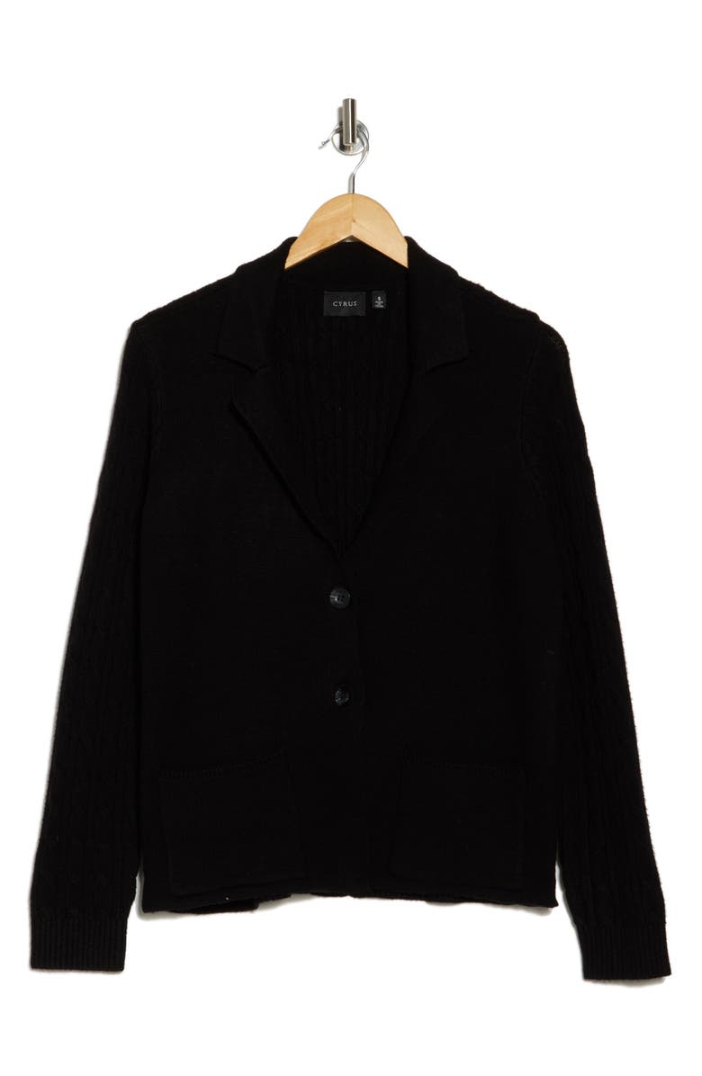 CYRUS Cable Knit Jersey Sweater Blazer, Alternate, color,