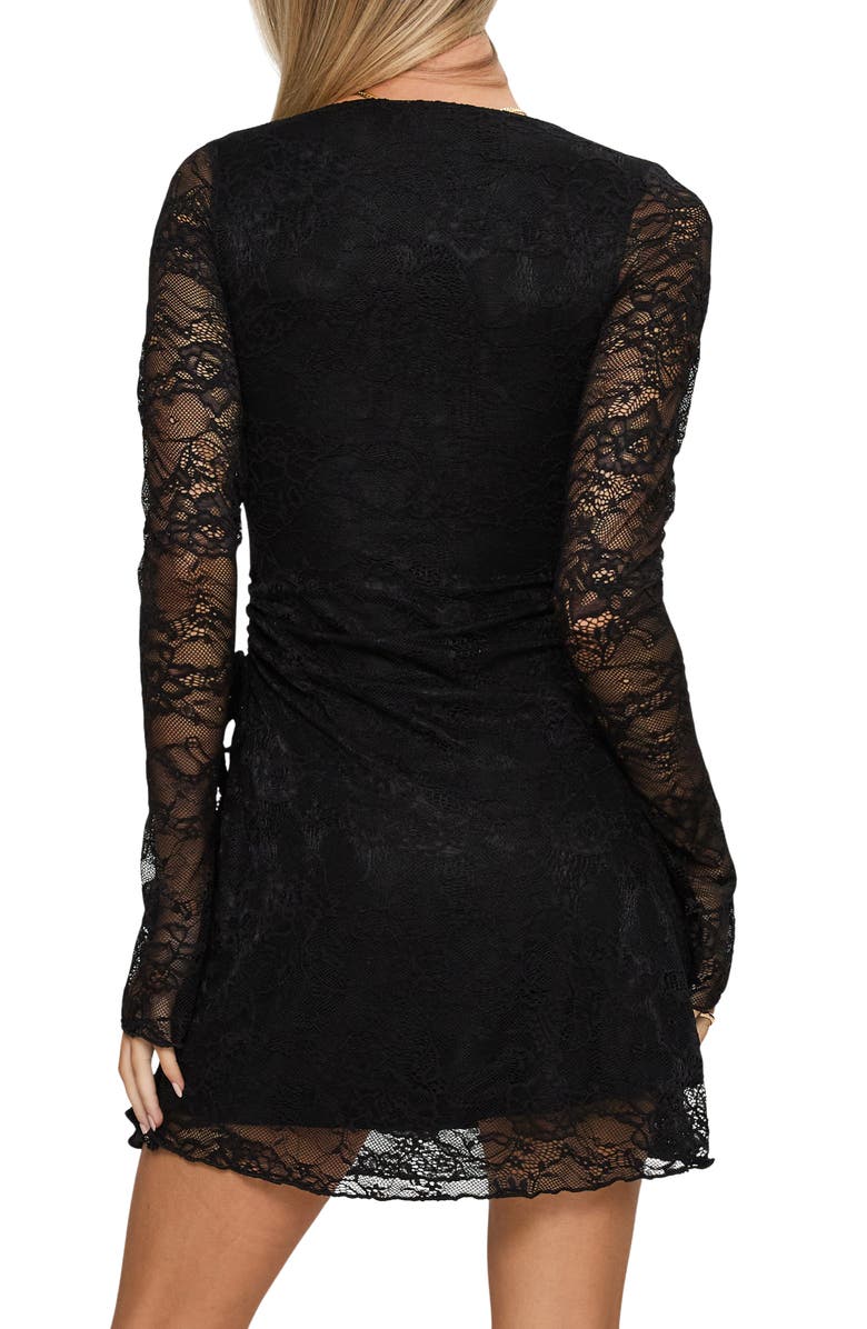 Princess Polly Airabella Lace Long Sleeve Minidress, Alternate, color, Black