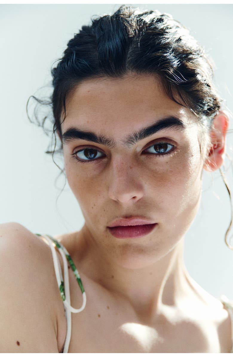 H&M Pleated Linen-blend Crop Top, Alternate, color, Ivory/Floral