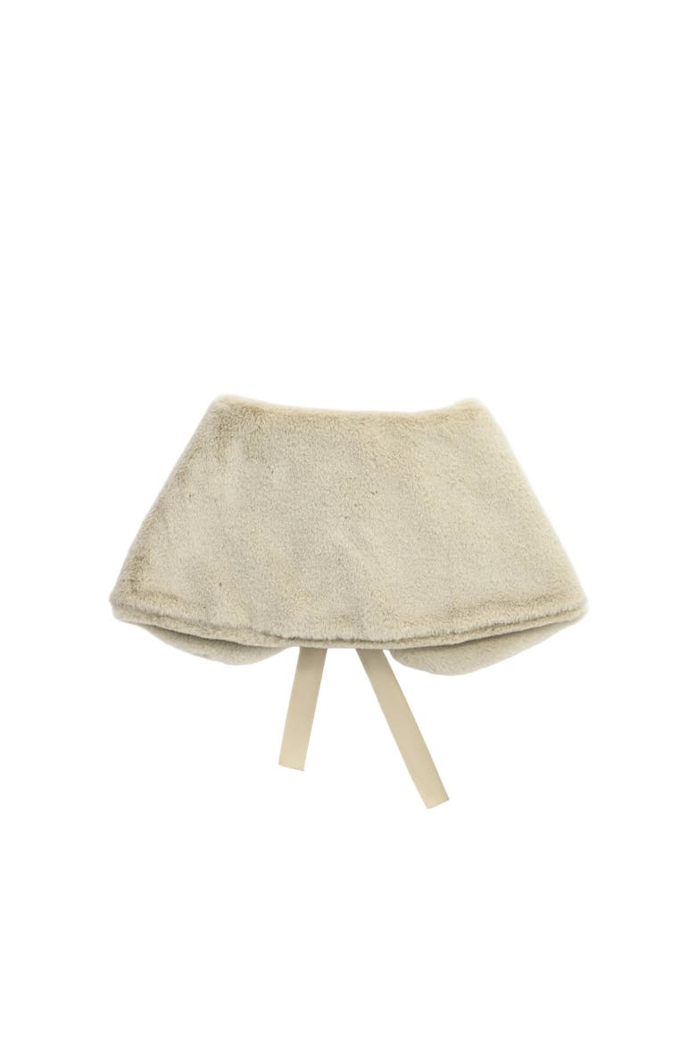 Ribbon-Tie Faux Fur Collar, Alternate, color, Beige