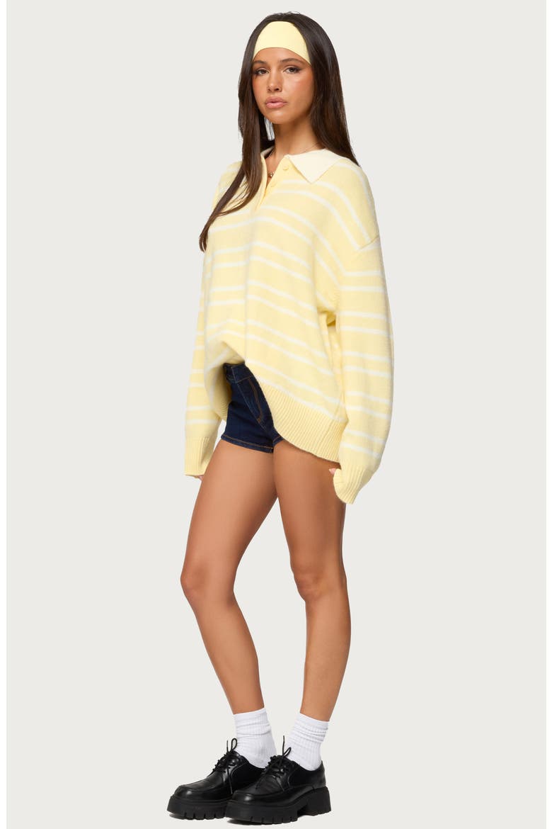 Rilynn Stripe Polo Sweater, Alternate, color, YELLOW-AND-WHITE