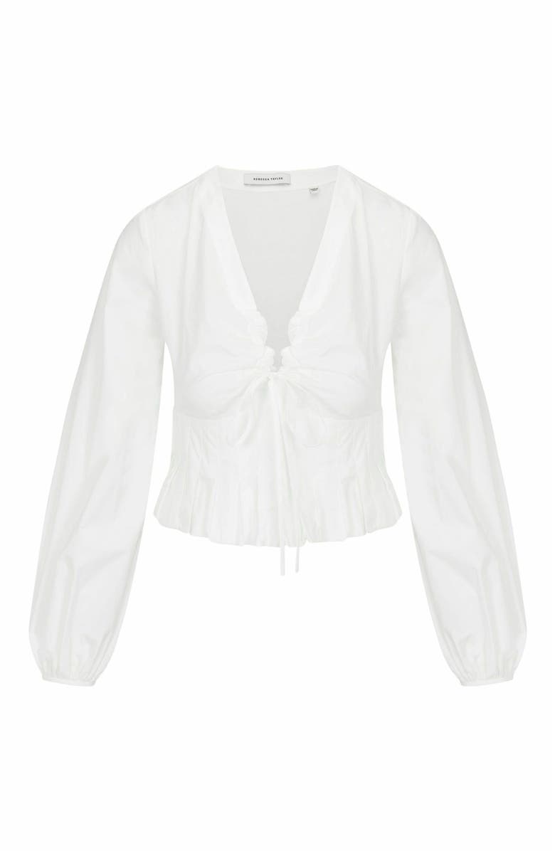 Rebecca Taylor Yara Poplin Blouse, Alternate, color, Milk