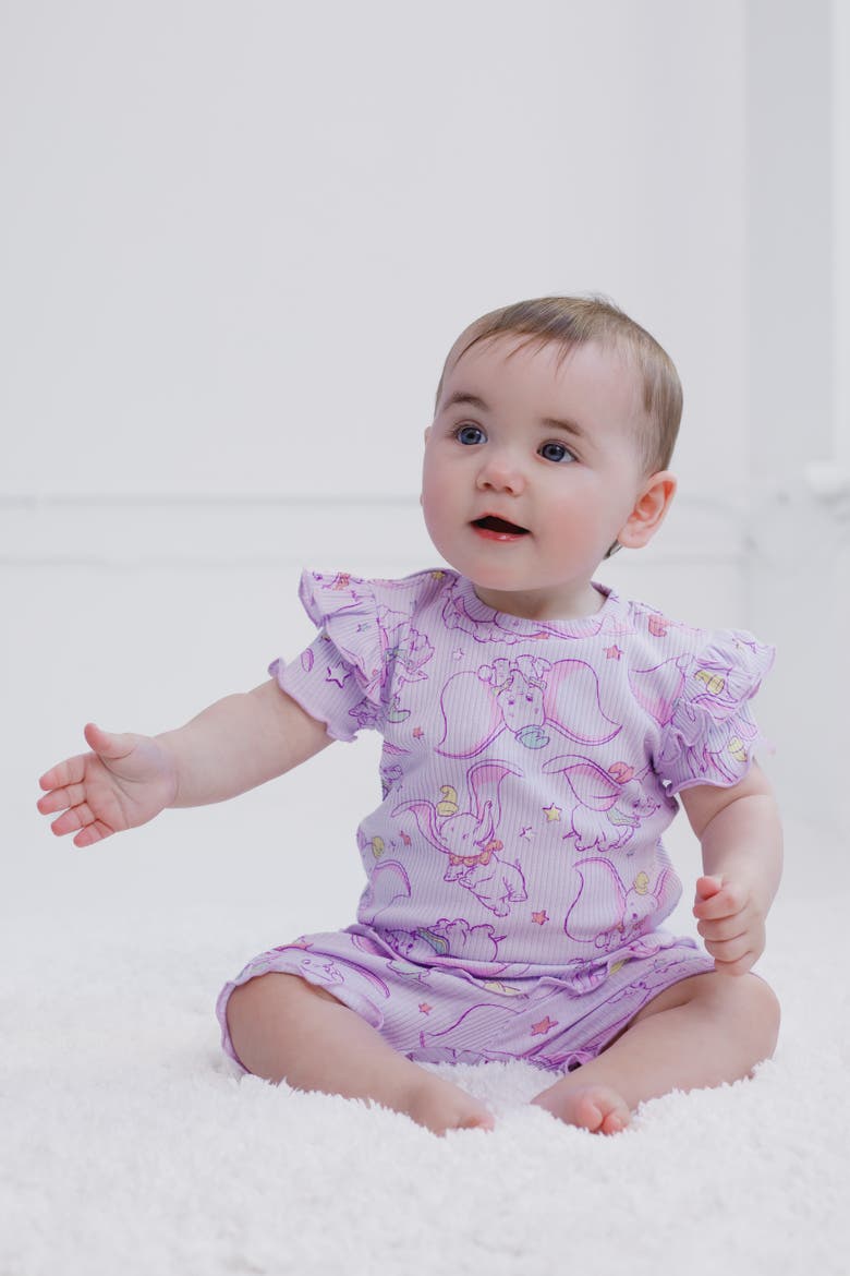 Dumbo 2-Piece T-Shirt and Bike Shorts Set, Alternate, color, Dumbo Purple