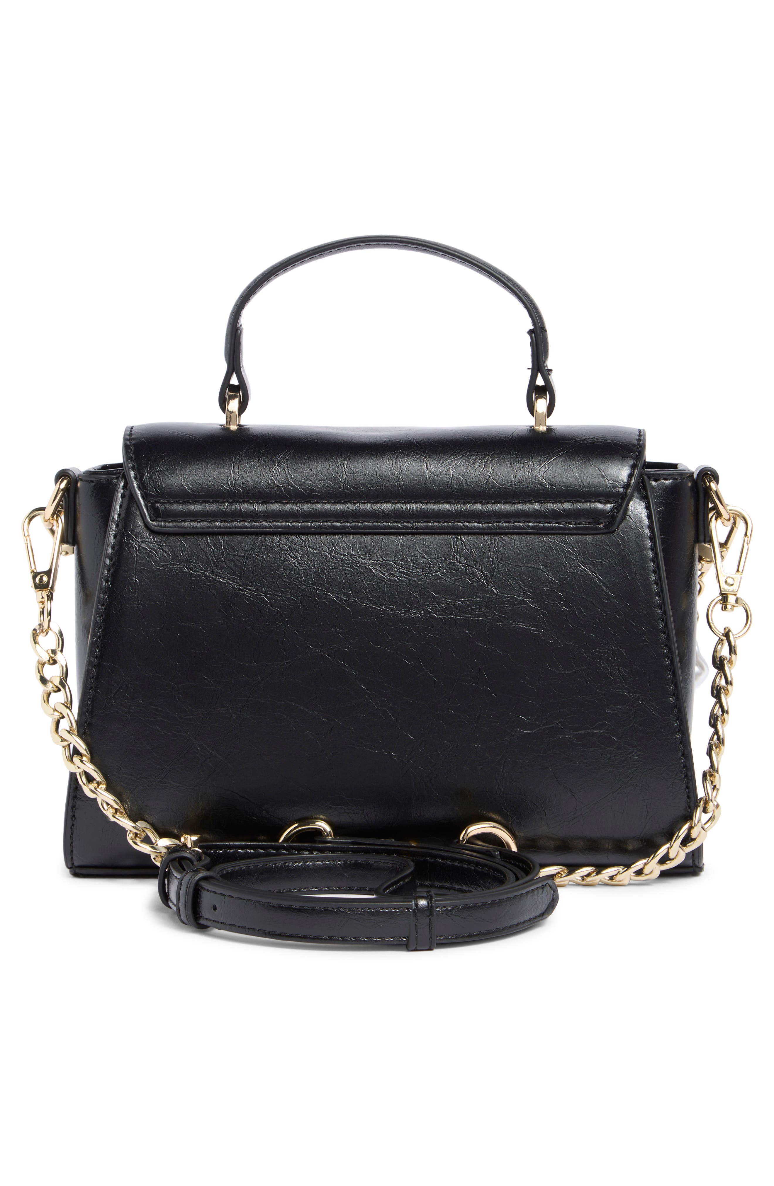 Madden Girl Faux Leather Top Handle Bag, Alternate, color, Black