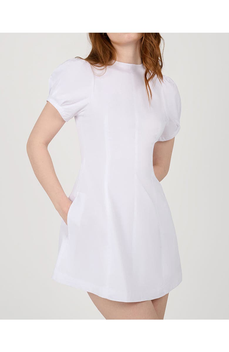 WeWoreWhat Puff Sleeve Peplum Mini Dress, Alternate, color, White