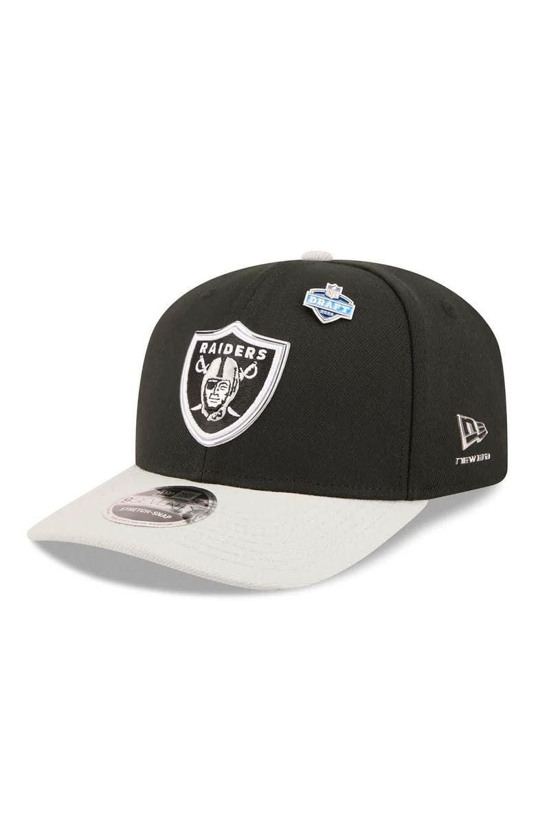 New Era Men's New Era Black/Silver Las Vegas Raiders 2026 NFL Draft 9SEVENTY Adjustable Hat, Main, color, Black