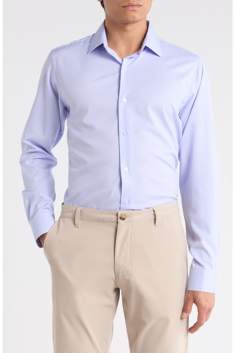 Slim Fit Micro Check Dress Shirt, Main, color, WHITE,LAVENDER