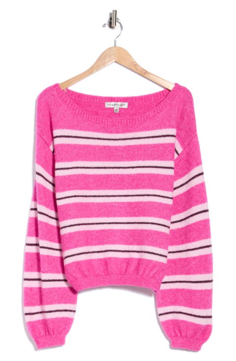 Boat Neck Balloon Sleeve Sweater