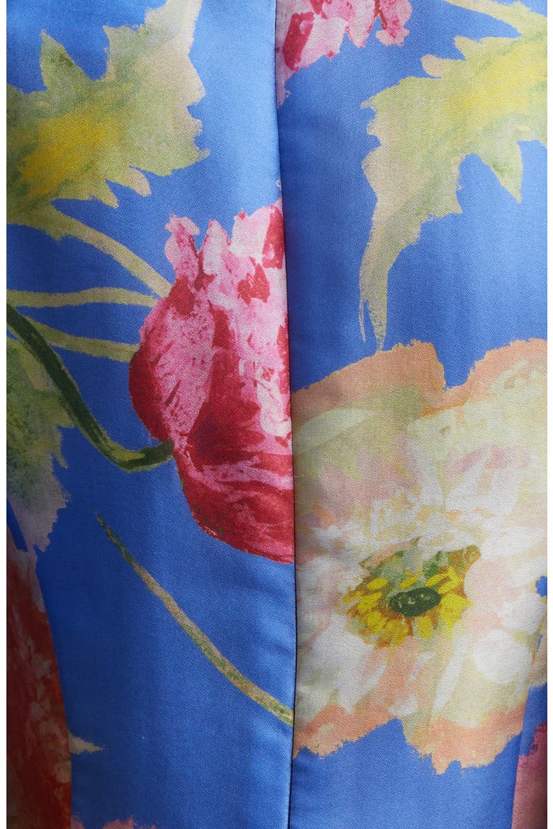Poppy Print Floral Puff Sleeve Silk Organza Minidress, Alternate, color, BLUEBELL MULTI