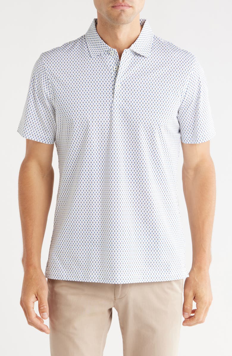 Bugatchi Stretch Cotton Knit Polo, Main, color, Chalk